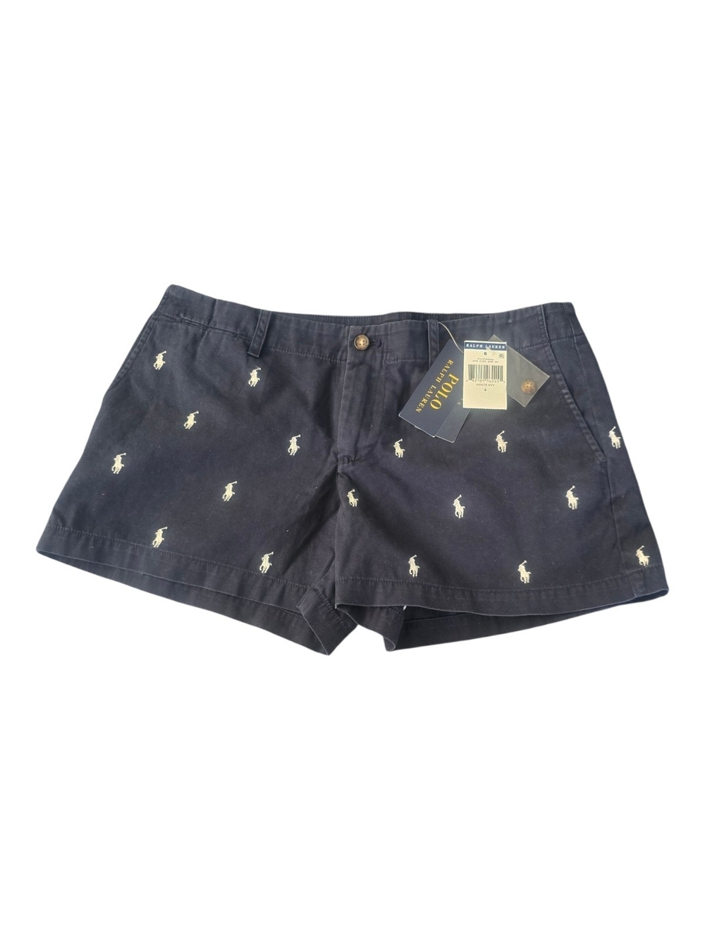Women Polo Ralph Lauren Allover Pony Shorts Women Navy Size 4 NWT